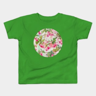 Rainbow Fuchsia Floral Pattern Kids T-Shirt